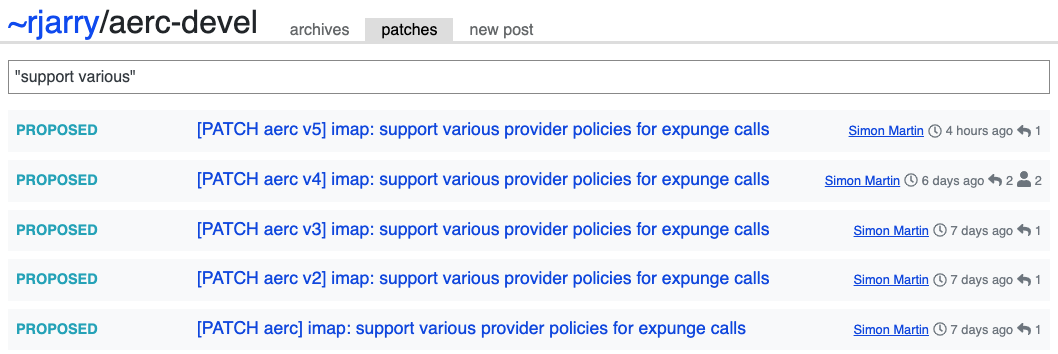 List of "Proposed" revisions :-(